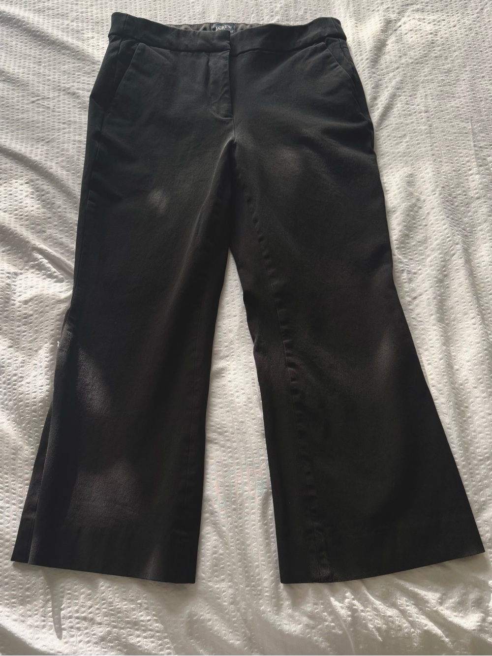 J.Crew Kelsey Pant Black Stretch Cotton Blend Cropped Flare Pants Size 4
